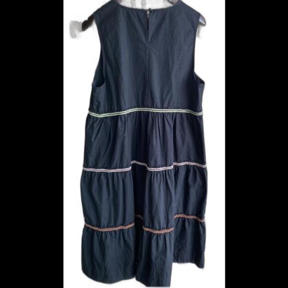 Madewell Maxi Dress M Rickrack Cattail Black Ruffle Tiered Colorful Yellow Pink - Picture 3 of 3